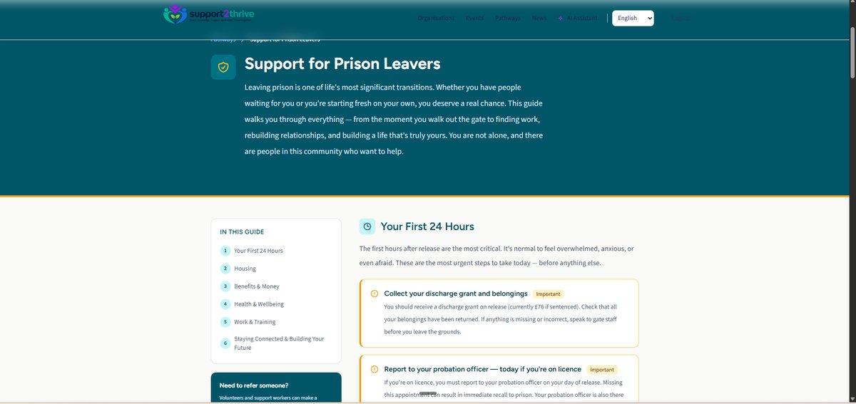 Prison leavers pathway